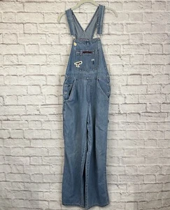 Old Navy Women’s Medium Denim Overalls Jeans Vintage Cargo 90s Worn Distressed - Picture 1 of 9