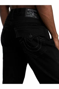 True Religion Men's Ricky Straight Leg Stretch Jeans in 33 Black Body Rinse - Picture 1 of 4