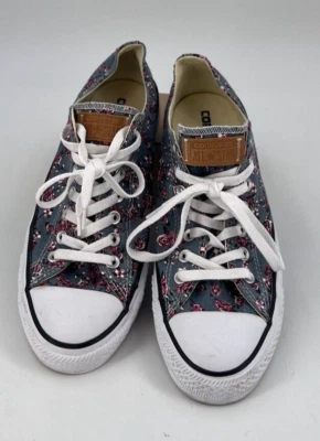 Converse Blue Denim Rose Floral Sneakers All Star Womens 11  Mens 9 Tennis Shoes - Image 1 of 4