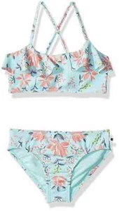 Lucky Brand 2251 Blue Floral Two Piece Bikini Set Youth Girl’s Size Large 12/14 - Picture 1 of 2