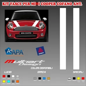 BANDAS ADHESIVOS PEGATINAS PARA MINI COOPER CAPÓ DELANTERO - Picture 1 of 1