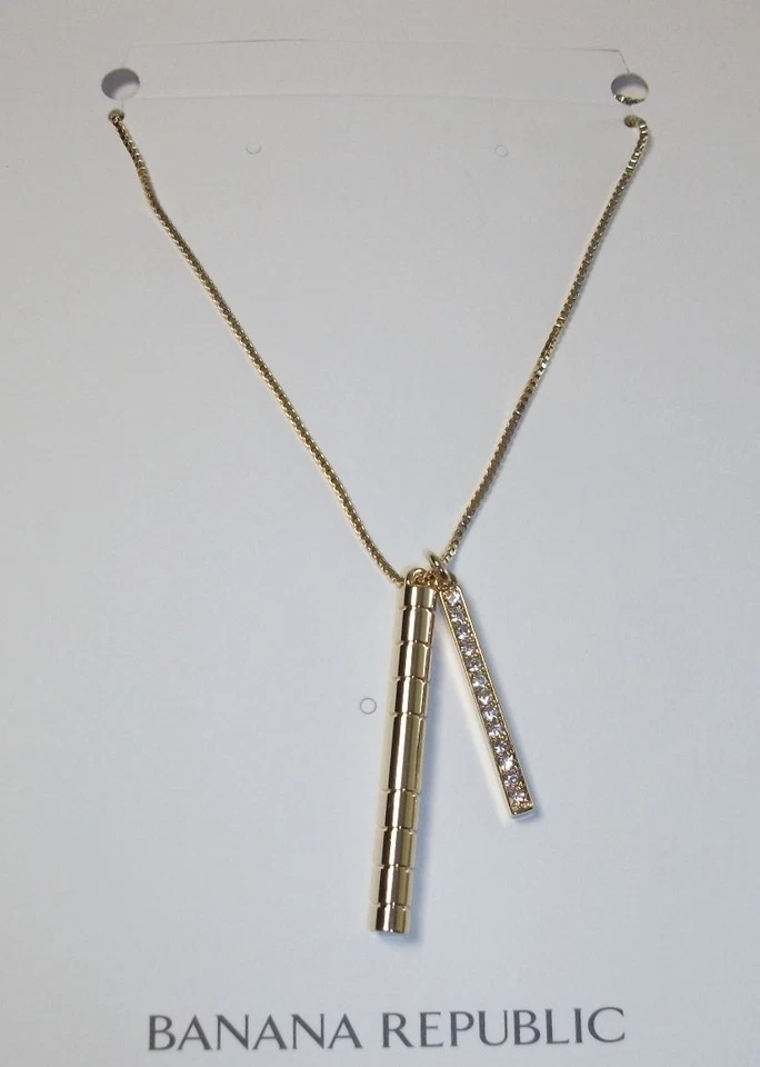 Banana Republic Women's Sticks and Stones Long Necklace Delicate Crystal Earring