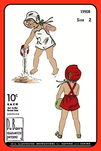 Childs PLAY SUIT Baby BONNET Toddler DuBarry 1990B RARE Vtg 1938 Sewing Pattern - Picture 1 of 5