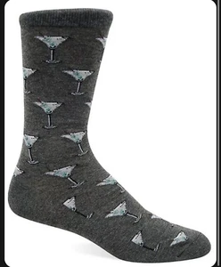 Hot Sox Men’s Martini Crew Socks Gray Size 10-13 NWT - Picture 1 of 1