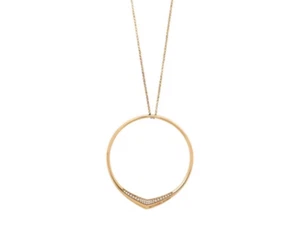 MICHAEL KORS Knife Edge Gold Necklace Crystals Circle Pendant MKJ6424710 + BOX - Picture 1 of 9