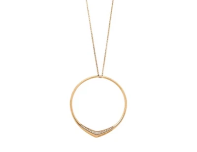 MICHAEL KORS Cuchillo Borde Oro Collar Cristales Círculo Colgante MKJ6424710 + CAJA Foto 1 de 4