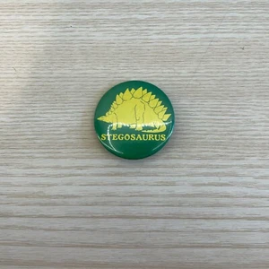 Stegosaurus Dinosaur Green Yellow Circle Shape Outdoor Fashion Brooches Pins - Picture 1 of 2