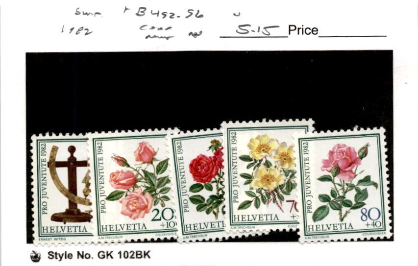 Suiza, sello postal, #B492-B496 como nuevo NH, 1982 flores, rosa (AB) Foto 1 de 1