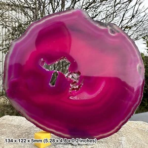 Agate a6 slice crystal, spiritual healing pink stone, certified - Picture 1 of 1