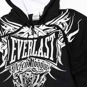 Y2K Everlast Tribal Hoodie Defend Honour Rare Black Graphic Large Zip Up - Picture 1 of 10