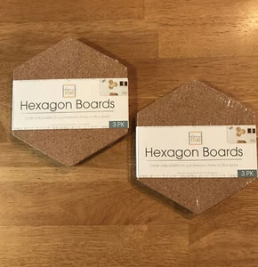 2 Item-Self-Adhesive Cork Board Hexagon Sticker Wall Message Bulletin Home Decor - Picture 1 of 4