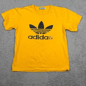 Vintage Adidas Trefoil Shirt Womens Large Yellow 70s 80s Soccer Distressed - Picture 1 of 6