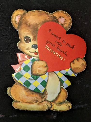 Cappotto orsacchiotto vintage San Valentino ""I Want To Peek Into Your Heart"" anni '40 '60