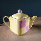 M&s Marks Spencer Battenberg Teapot 90s Vintage Pink Yellow Ceramic Novelty Cake