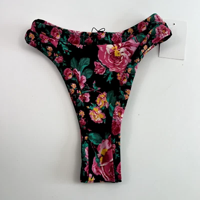 Parte inferior de bikini floral de tiro alto negra XS NUEVA CON ETIQUETAS Victoria's Secret For Love & Lemons Foto 1 de 4