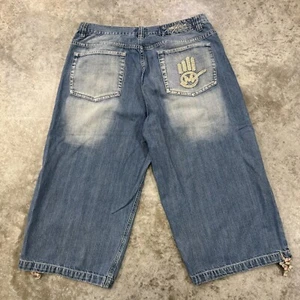Vintage Miskeen Shorts Mens 40 x 22 y2k baggy hip hop embroidered urban rap blue - Picture 1 of 8