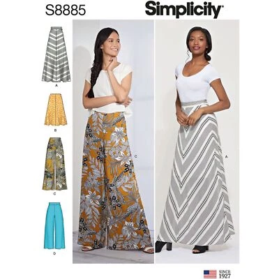 SIMPLICITY 8885 MISSES' SKIRTS & PANTS Sewing Pattern Sizes 6-14 & 14-22 - Image 1 of 4