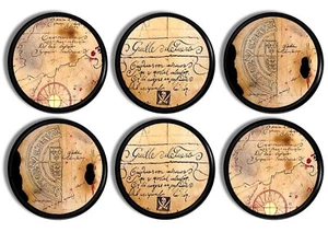 Vintage Maritime Map Cabinet Knobs Norse Nautical Viking Lore Drawer Pull Handle - Picture 1 of 4