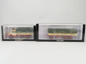 Minichamps Krupp Titan Pritschenwagen + Kassbohrer Pritschenanhanger Baumann Bon - Imagen 1 de 9