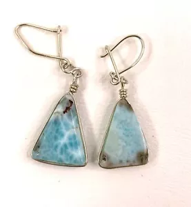 Orecchini pendenti a pezzi triangolo blu tono argento set vortice design gioielli - Foto 1 di 5