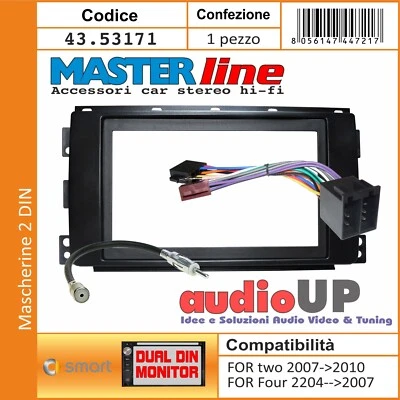 MASCHERINA RADIO 2 DIN SMART FOR TWO 2007>2010 + CONNETTORE ISO + ADAT. ANTENNA - Immagine 1 di 4