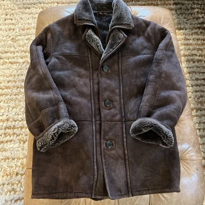 Chaqueta de cuero marrón de piel de oveja Bod & Christensen grande ranchero para hombre Foto 1 de 4