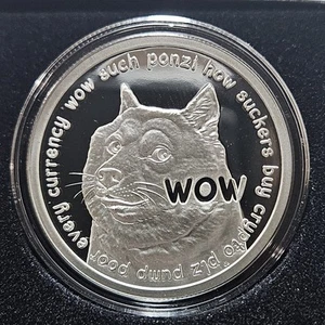 Escudo de plata Dogecoin 2021 1 oz .999 prueba con certificado de autenticidad y caja 1.984 acuñado_Elon Trump - Imagen 1 de 10