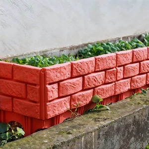 10X Brick Effect Garden Lawn Edge Border Path Edging Fence Plastic Picket Panels - Picture 1 of 15