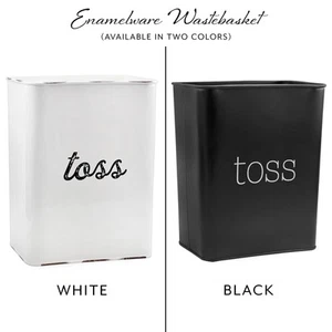 Bauernhaus Emaillegeschirr Papierkorb; kleiner Mülleimer im Landhausstil - Bild 1 von 24