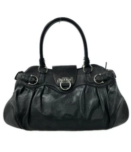 Salvatore Ferragamo Hand Bag Tote Purse Gancini Leather Black Authentic Women's - Picture 1 of 24