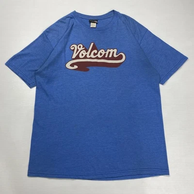 Vtg Volcom Mens T-Shirt L Blue Spellout Script Graphic Retro Skater Punk Y2K - Image 1 of 4