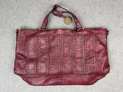 Bolso Cartera Hayden Harnett Rojo Metálico Cuero Gamuza Ojal Foto 1 de 4