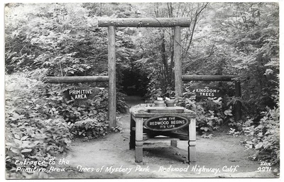 RPPC Photo  Trees of Mystery entrance Primitive area  Redwood Highway   Zan 2271 - Image 1 of 2