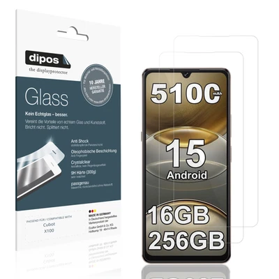 2x Protector Pantalla para Cubot X100 Cristal Flexible 9H dipos Foto 1 de 4