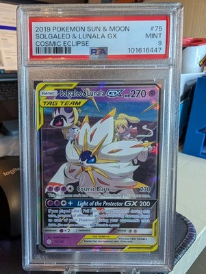 PSA 9 Solgaleo & Lunala GX 75/236 Sm-Cosmic Eclipse Holo - Image 1 of 4