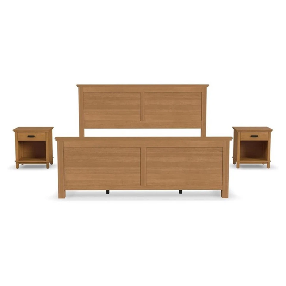 Juegos de Dormitorio King Madera Parque Roble 3 Piezas Homestyles con 2 Mesitas de Noche en Marrón Foto 1 de 3