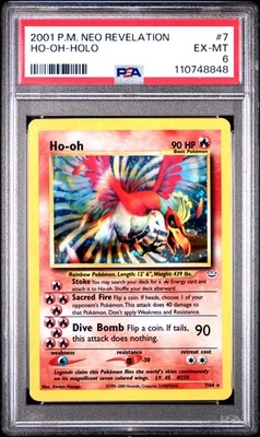 PSA 6 EX-MT Pokemon Ho-oh 7/64 Holo Neo Revelation Unlimited 2001 English - Image 1 of 2