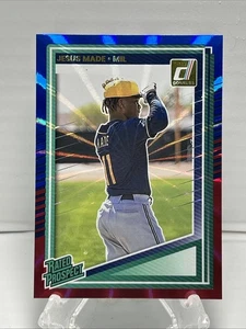 2025 Donruss Baseball Jesus Made #162 Red & Blue Lazer Rated Prospect Brewers - Picture 1 of 2