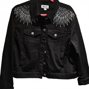 Giacca di jeans con strass impreziositi da flash in rame taglia L - Foto 1 di 5