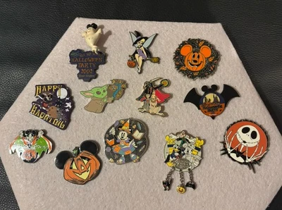 Disney Halloween Pin Lot - Mickey, Jack, Pumpkin, Tinkerbell, Yoda, Ichabod - Image 1 of 4