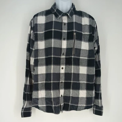 HAWK Shirt Black White Plaid Long Sleeve Tony Hawk Skate Flannel Men's 2XL - Image 1 of 4