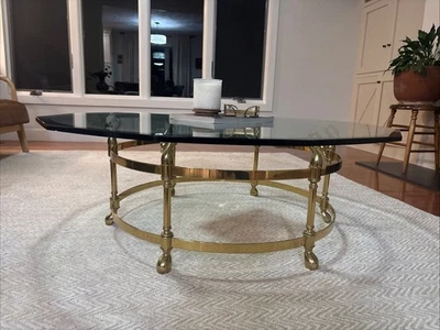 Mesa de centro vintage Hollywood Regency cisne de latón - mediados de siglo sin tapa de vidrio Foto 1 de 4