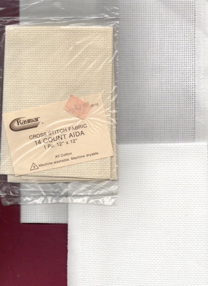 14 COUNT AIDA FABRIC FOR CROSS STITCH - WHITE & ECRU -ASSORTED SIZES x 3 PIECES - Image 1 of 1