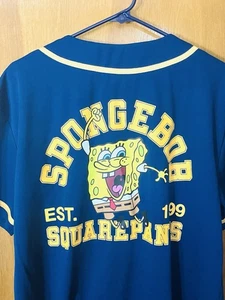 Nickelodeon 2023 SpongeBob SquarePants Men’s L Baseball Jersey Blue Polyester - Picture 1 of 9