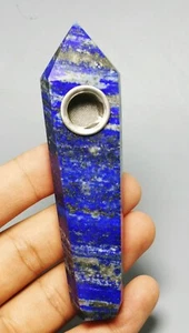 Natural Lapis Lazuli  Quartz Crystal Wand Pipe - Picture 1 of 11