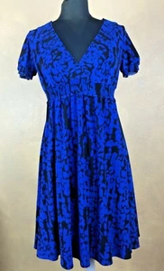 Suzi Chin Maggy Boutique Black Blue Floral Wear to Work Dress Size 4 - Picture 1 of 9