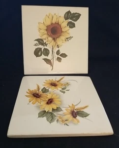 Set Sonnenblume Keramikfliese Untersetzer & Porzellan Wandbehang 6" x 6" - Bild 1 von 9