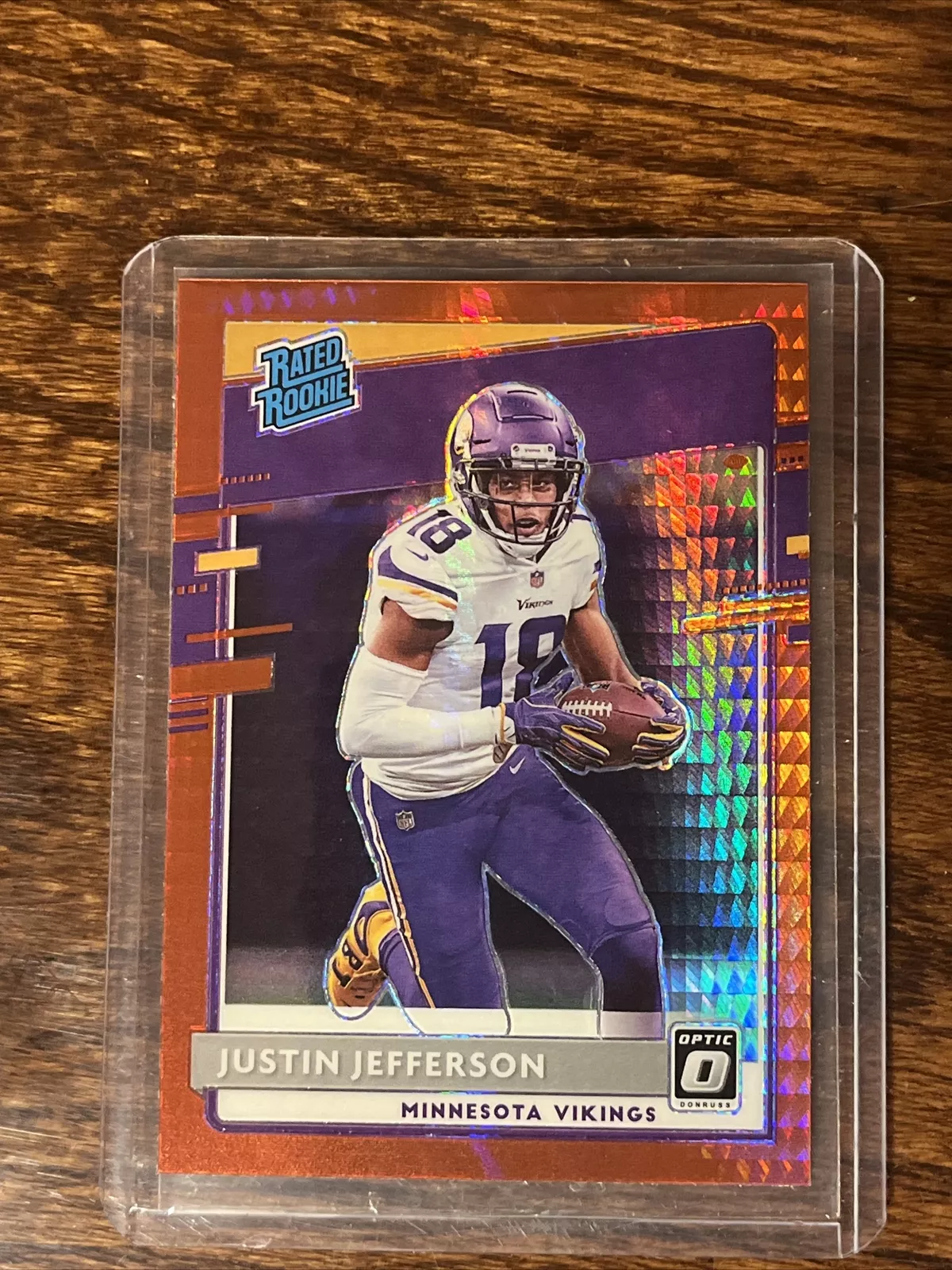 Justin Jefferson 2020 Panini Donruss Optic Rated Rookie 163 Red Hyper Prizm