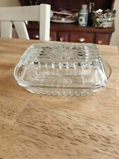 Vintage Stylish Starbust Retro Butter Dish | Clear Pressed Glass, Mid century...