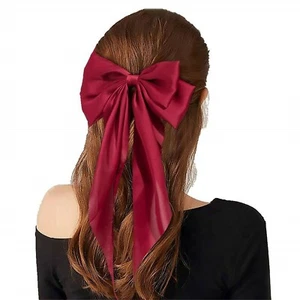 Damen große Schleife Haarspange Satinband Haarnadel zweilagig Schleifen langes Band Barrette - Bild 1 von 22